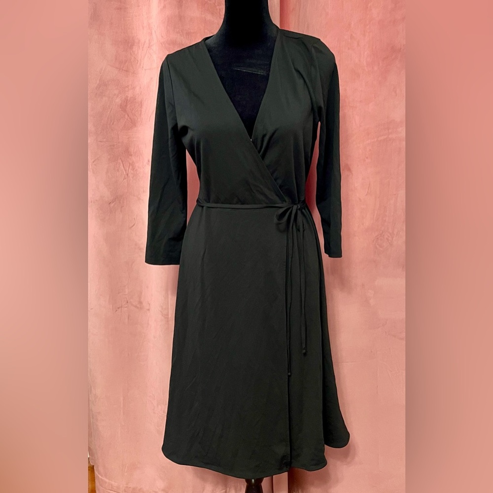 Banana Republic | 3/4 Sleeves Wrapped Midi Dress | Black | SP | NWT